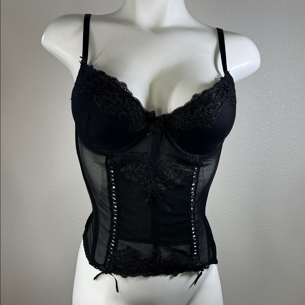 Native Intimates Black Lace Bustier Corset Top 34C